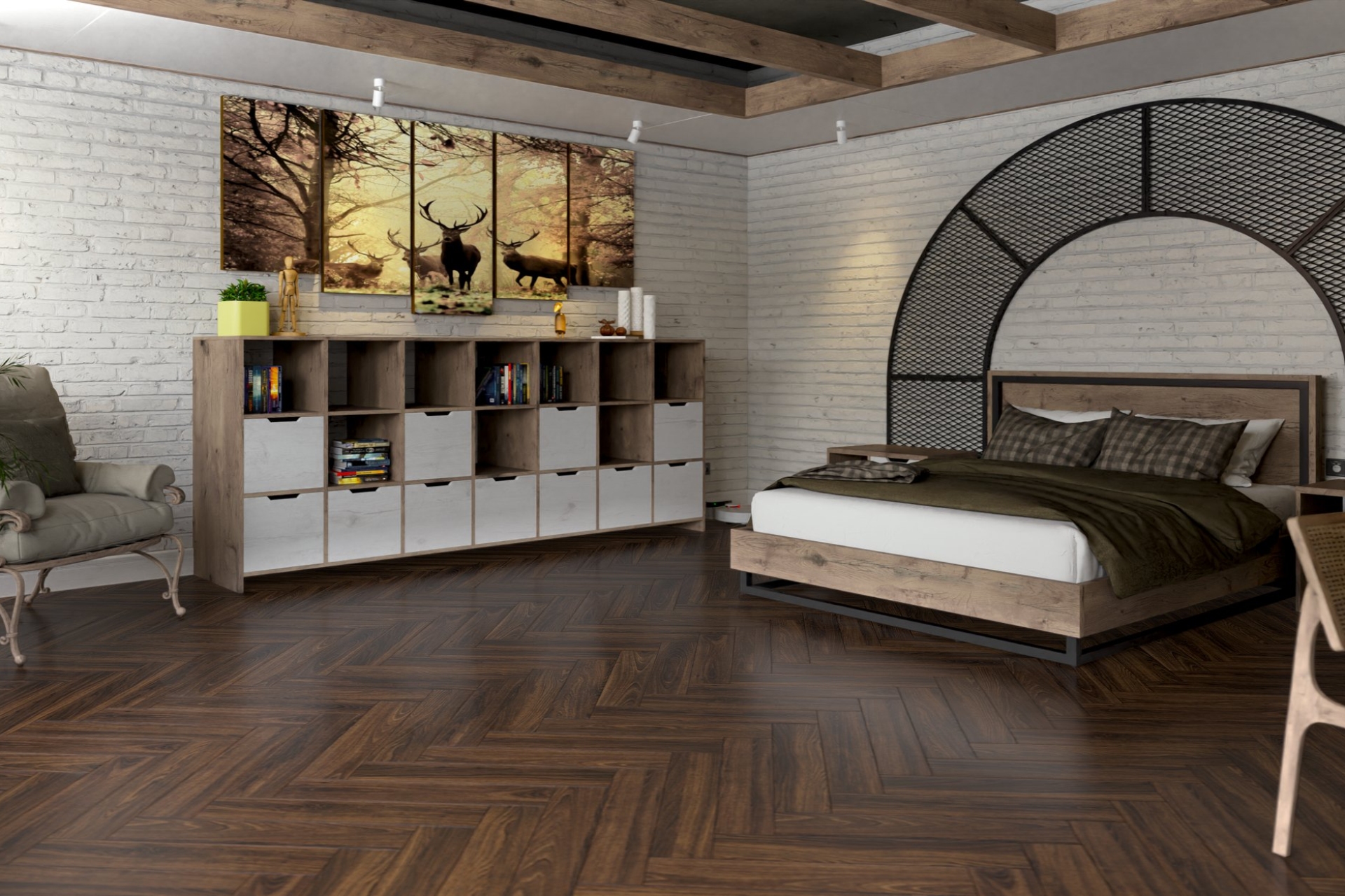 Инженерный паркет «Damy Floor» Каштановый (укладка елочкой) — купить в Нягани