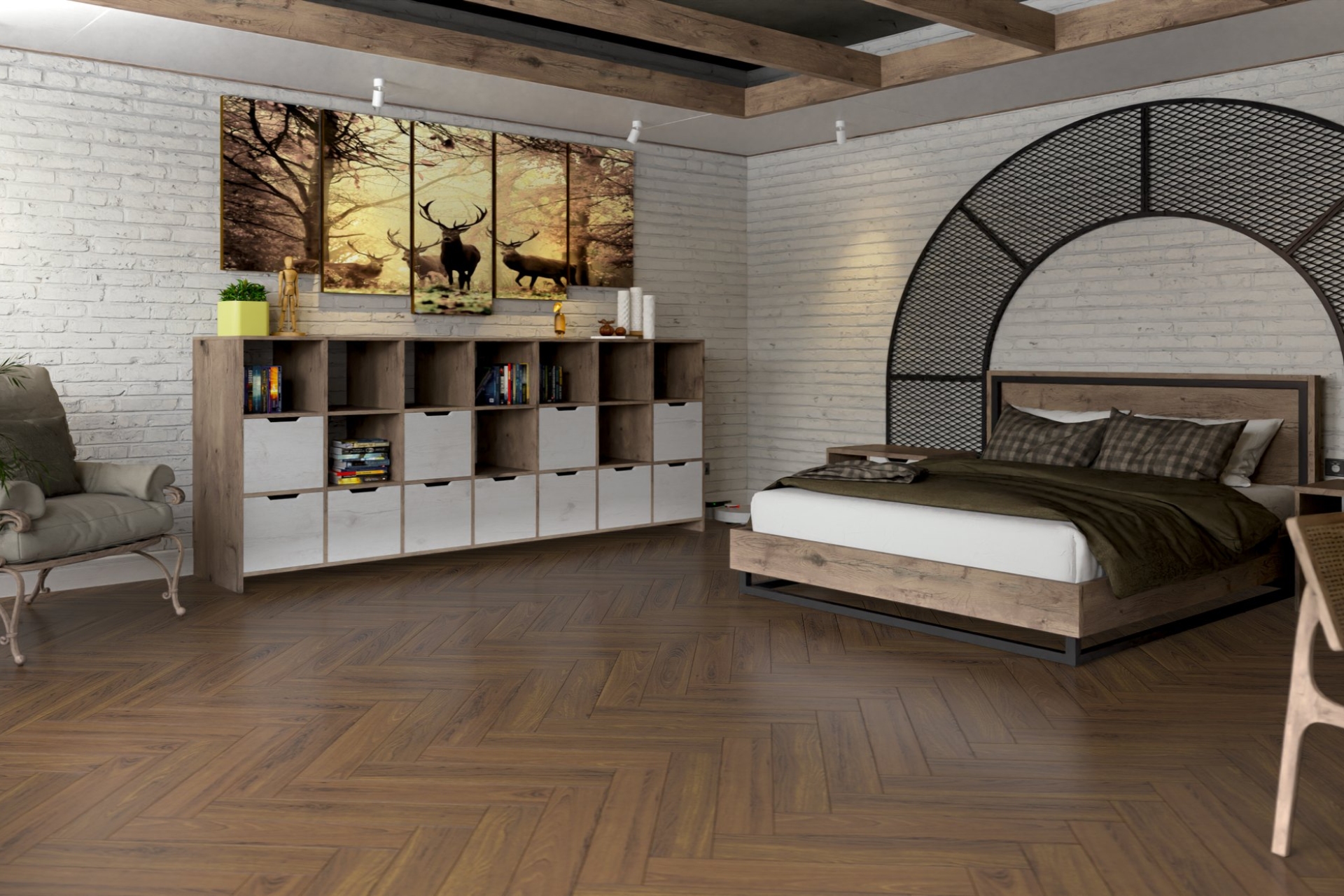 Инженерный паркет «Damy Floor» Ореховый (укладка елочкой) — купить в Нягани